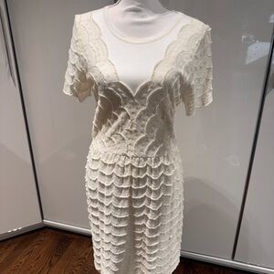 Marc By Marc Jacobs Cream Textured Midi Dress